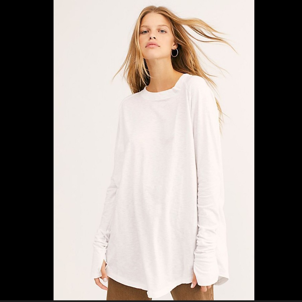 We The Free People The Arden Tee, long sleeve top, white, size Large, GUC